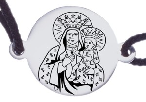 Bransoletka Matka Boska Częstochowska w koronie srebrna