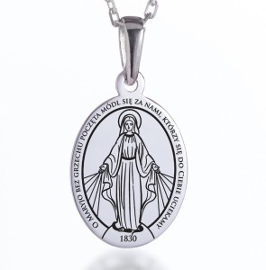 Komplet srebrny medalik i łańcuszek na Chrzest