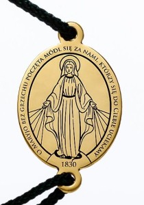 Bransoletka Cudowny Medalik oryginalny wzór srebrna pozłocona